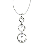 White Ice Diamond Accent Three Circle Sterling Silver Necklace