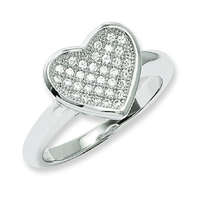 Elliot Skye Flat Heart Micro Pave Set CZ Sterling Silver Ring