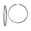 Elliot Skye In & Out 2-Row Pave CZ Large Hoop Earrings - Sterling Silver 3mm x 2.16 inch