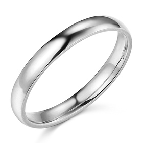 3mm Classic Light Comfort-Fit Dome Wedding Band - 10K, 14K, 18K White ...