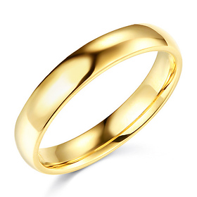 4mm Classic Light Comfort-Fit Dome Wedding Band - 10K, 14K, 18K Yellow Gold