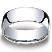 8mm Classic Light Comfort-Fit Dome Men's Wedding Band - Platinum