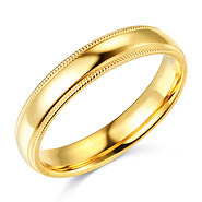 4mm Classic Light Comfort-Fit Dome Milgrain Wedding Band - 10K, 14K, 18K Yellow Gold