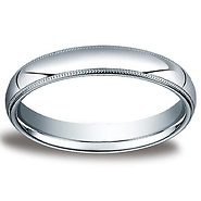 4mm Classic Light Comfort-Fit Dome Milgrain Wedding Band - Platinum