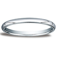 2mm Classic Light Comfort-Fit Dome Milgrain Wedding Band - Platinum