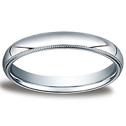 3mm Classic Light Comfort-Fit Dome Milgrain Wedding Band - Platinum
