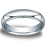 5mm Classic Light Comfort-Fit Dome Milgrain Wedding Band - Platinum