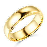 6mm Classic Light Comfort-Fit Dome Milgrain Wedding Band - 10K, 14K, 18K Yellow Gold