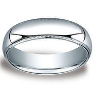 6mm Classic Light Comfort-Fit Dome Milgrain Wedding Band - Platinum