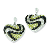 Elliot Skye Sterling Silver Wave Design CZ Heart Drop Earrings