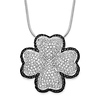 Sterling Silver Micropave Black & White CZ 4-Leaf Clover Necklace - Elliot Skye