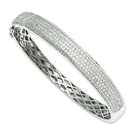 Elliot Skye 8.50mm Micro Pave CZ Sterling Silver Bangle Bracelet