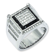 Elliot Skye Sterling Silver Black & White Micro Pave CZ Men's Ring