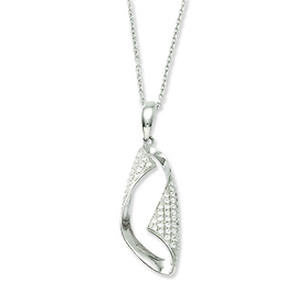 Elliot Skye Sterling Silver Fancy Curved Micro Pave CZ Charm Necklace