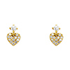 Drop 14K Yellow Gold Plated Heart CZ Stud Earrings