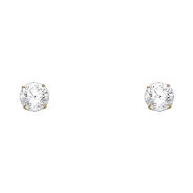 6mm 14K Yellow Gold Round Cut Cubic Zirconia Stud Earrings