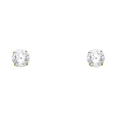 6mm 14K Yellow Gold Round Cut Cubic Zirconia Stud Earrings