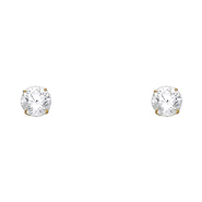 6mm 14K Yellow Gold Round Cut Cubic Zirconia Stud Earrings