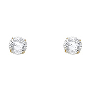 8mm 14K Yellow Gold Round Cut CZ Stud Earrings