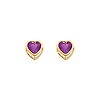 5mm Heart 14K Yellow Gold Amethyst CZ February Birthstone Stud Earrings