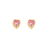 5mm Heart 14K Yellow Gold Pink Tourmaline CZ October Birthstone Stud Earrings