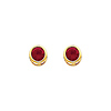 14K Yellow Gold Round Ruby CZ July Birthstone Stud Earrings