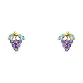 14K Yellow Gold Grape Drop CZ Stud Earrings