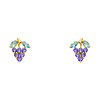 14K Yellow Gold Grape Drop CZ Stud Earrings