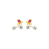 14K Yellow Gold CZ Ribbon Drop Stud Earrings