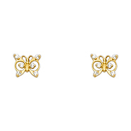 Whimsical Open-Cut Butterfly CZ Stud Earrings in 14K Yellow Gold