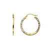 Diamond-Cut Flat Small Hoop Earrings - 14K Yellow Gold 0.8 inch