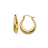 Crescent Diamond-Cut Petite Hoop Earrings - 14K Yellow Gold 0.6 inch