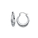 Crescent Diamond-Cut Petite Hoop Earrings - 14K White Gold 0.6 inch thumb 0