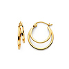 Polished Petite Double Hoop Earrings - 14K Yellow Gold