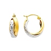 14K Two-Tone Gold Double Elegant Hoop Earrings - 7mm x 0.4
