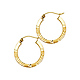 Diamond-Cut Flat Satin Petite Hoop Earrings - 14K Yellow Gold 0.6 inch thumb 0