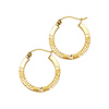 Diamond-Cut Flat Satin Petite Hoop Earrings - 14K Yellow Gold 0.6 inch