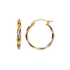 Twisted Small Hoop Earrings - 14K Two-Tone Gold 1.5mm x 0.67 inch