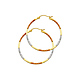 Diamond-Cut Flat Medium Hoop Earrings - 14K Tricolor Gold 1.5mm x 1 inch thumb 0