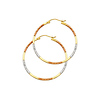 Diamond-Cut Flat Medium Hoop Earrings - 14K Tricolor Gold 1.5mm x 1 inch