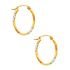 Crisscross Diamond-Cut Small Oval Hoop Earrings - 14K Tricolor Gold