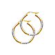 Crisscross Diamond-Cut Small Hoop Earrings - 14K Two-Tone Gold 2mm x 0.8 inch thumb 0