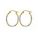 Crisscross Diamond-Cut Small Oval Hoop Earrings - 14K Two-Tone Gold thumb 0