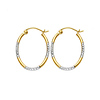 Crisscross Diamond-Cut Small Oval Hoop Earrings - 14K Two-Tone Gold