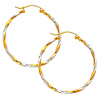 Twisted Tube Hoop Earrings - 14K Two- Tone Gold 1.5mm x 1 inch