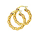 Twisted Open Diamond-Cut Medium Hoop Earrings - 14K Yellow Gold 1.2 inch thumb 0