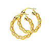 Twisted Open Diamond-Cut Medium Hoop Earrings - 14K Yellow Gold 1.2 inch