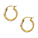 Diamond-Cut Hinge Small Hoop Earrings - 14K Yellow Gold 2mm x 0.6 inch thumb 0