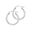 Diamond-Cut Hinge Medium Hoop Earrings - 14K White Gold 2mm x 1 inch