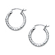 Diamond-Cut Hinge Petite Hoop Earrings - 14K White Gold 2mm x 0.6 inch thumb 0